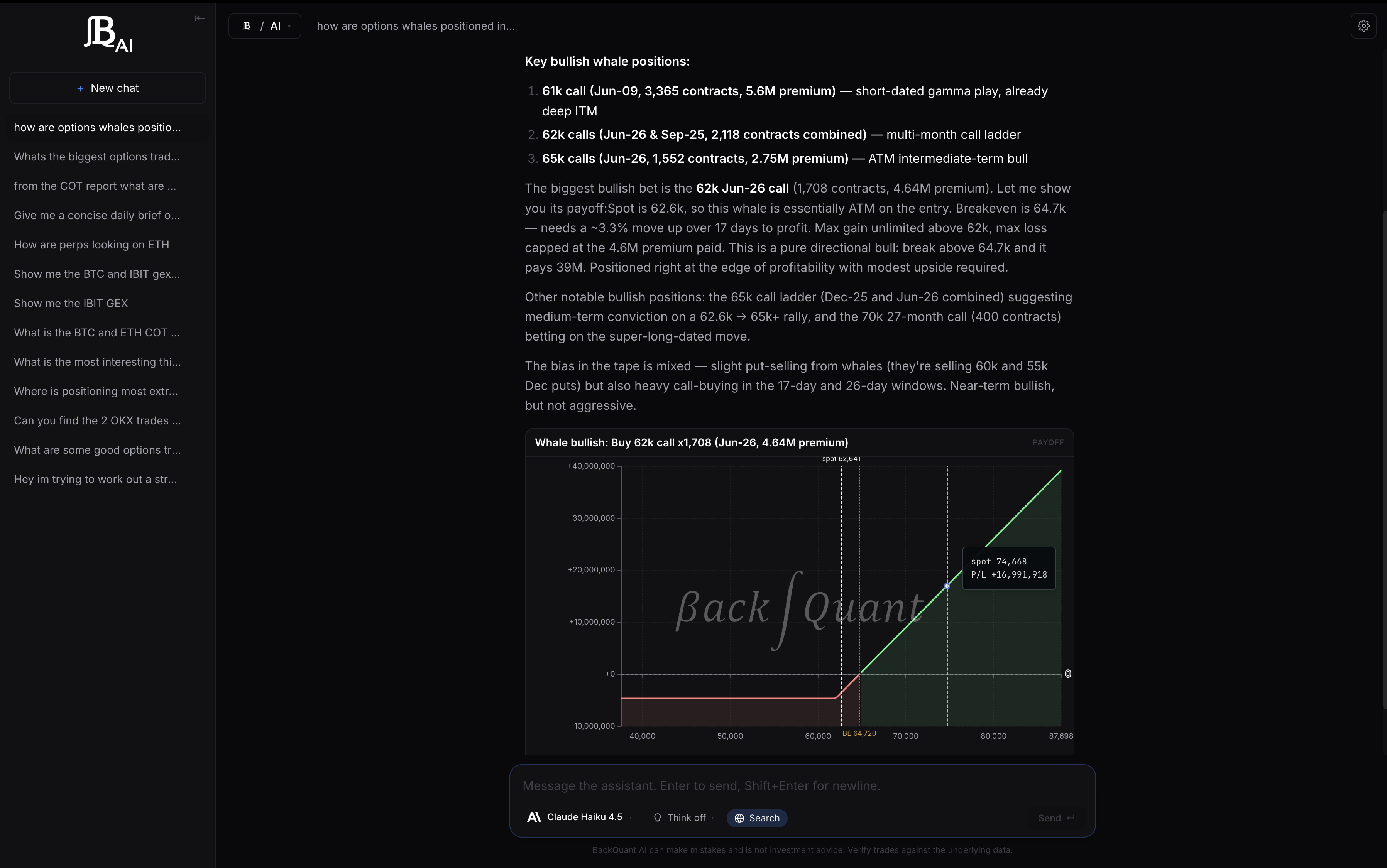 BackQuant AI assistant inside the terminal